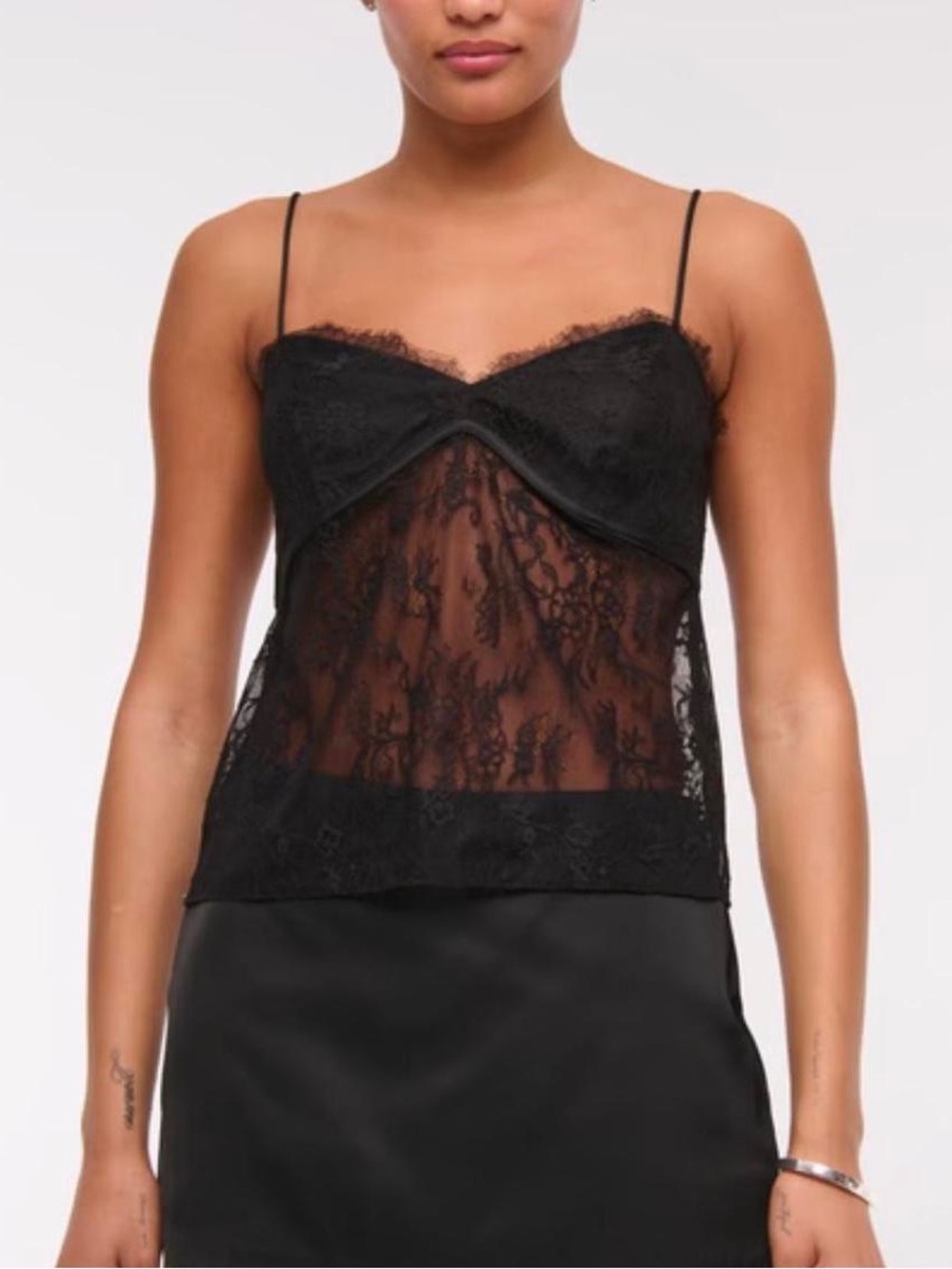 NWT Abercrombie & Fitch Babydoll Black Lace Cami Top | XS